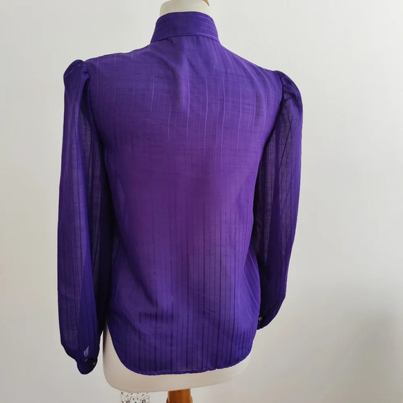 Vintage Evan Picone Blouse Top / Rich Purple / Size 8 - Picture 4 of 6